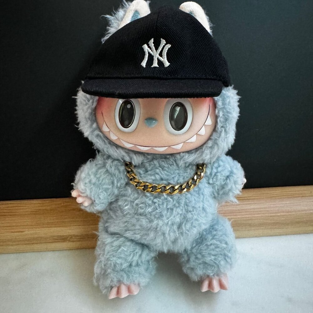 Labubu Hat - Black Baseball Hat - New York Yankees Hat - Labubu Accessories